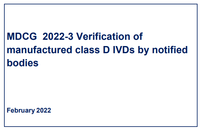MDCG 2022-3 - Verificação de IVDs de classe D
